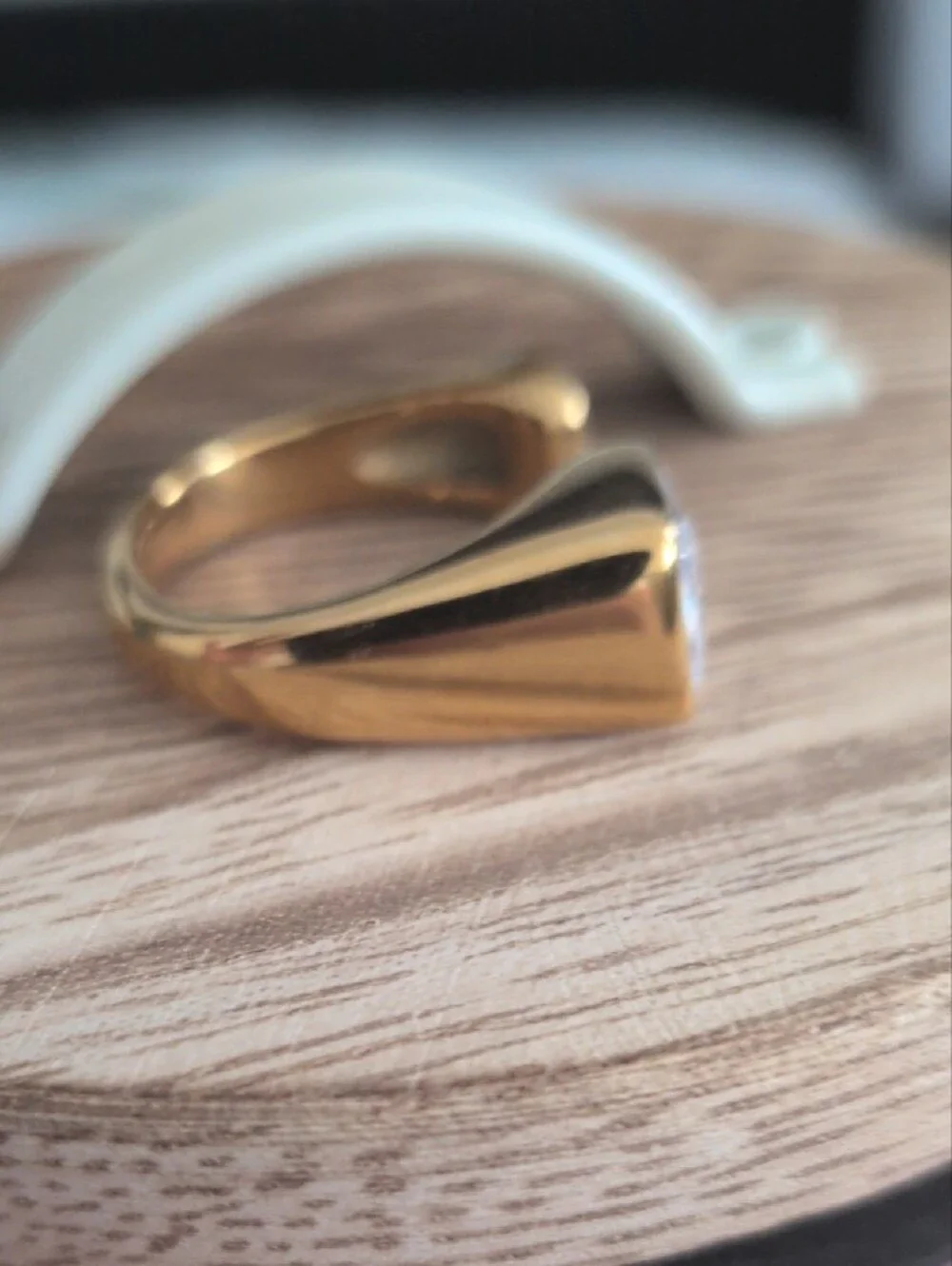 Gold Open Band Ring with Clear Square Stones